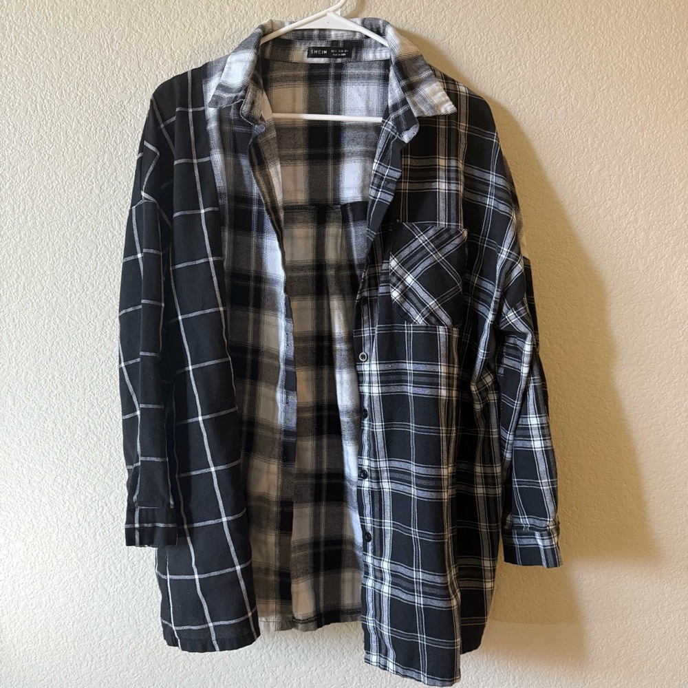 Multi-Pattern Button Up Flannel Shirt